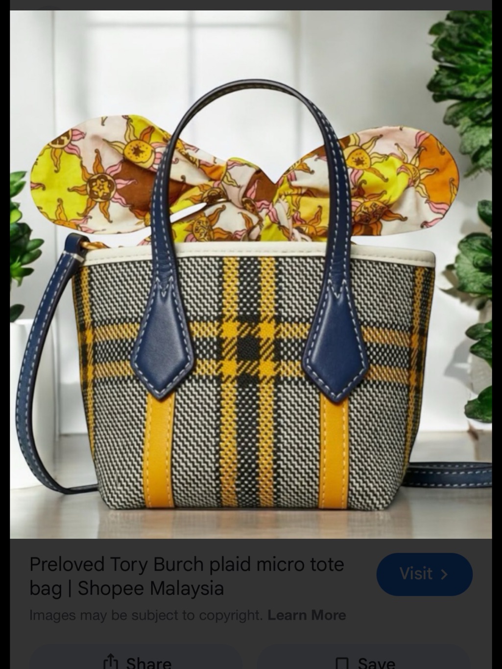 Tory Burch Os Plaid Micro Tote .